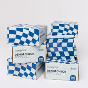 Stack of Denim Check foil 6x12 boxes