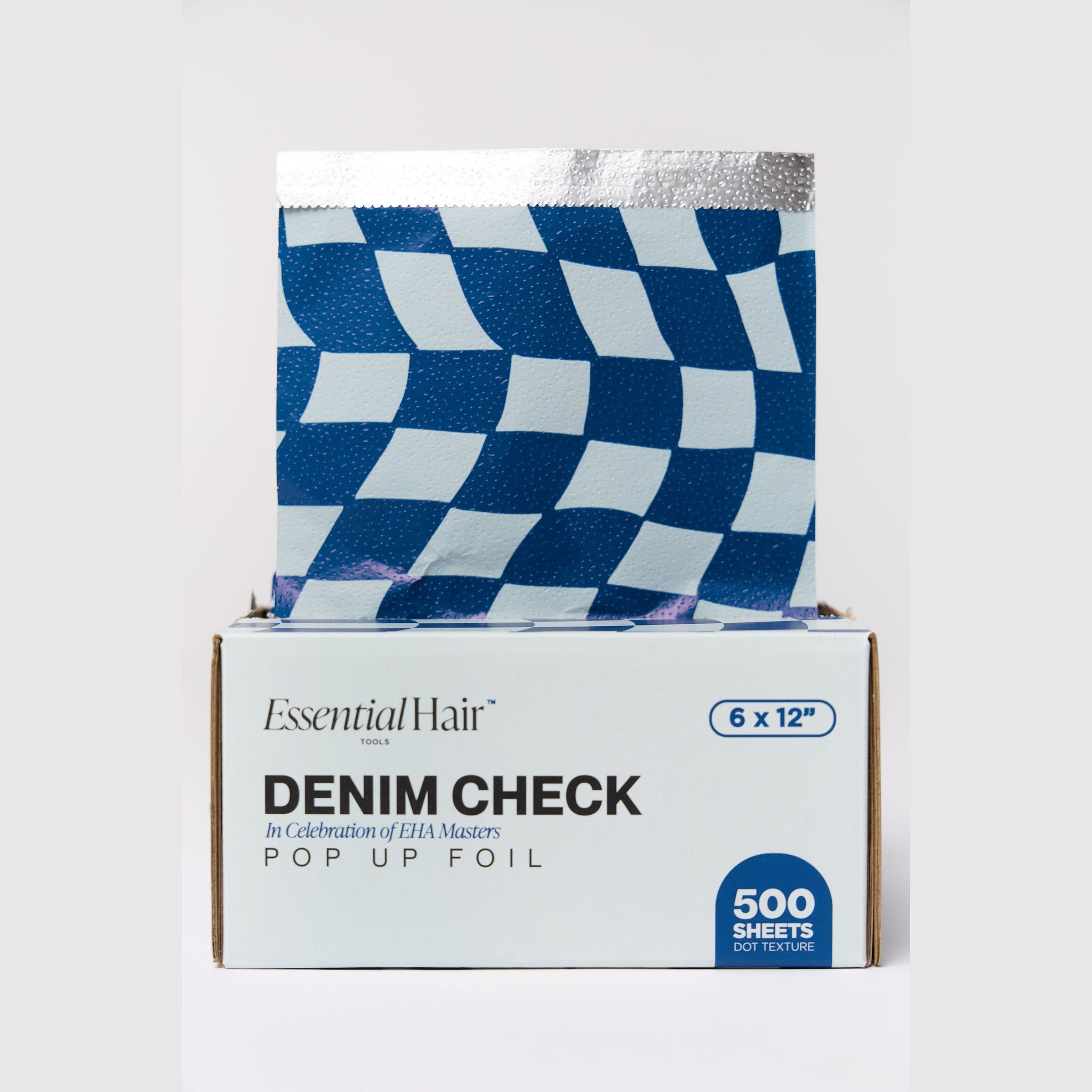 Denim Check foil 6x12 box with pop-up foil, front view