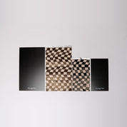Large and small carbon foil boards shown with matching-size Latte Check and Essential Check foils (foils sold separately)